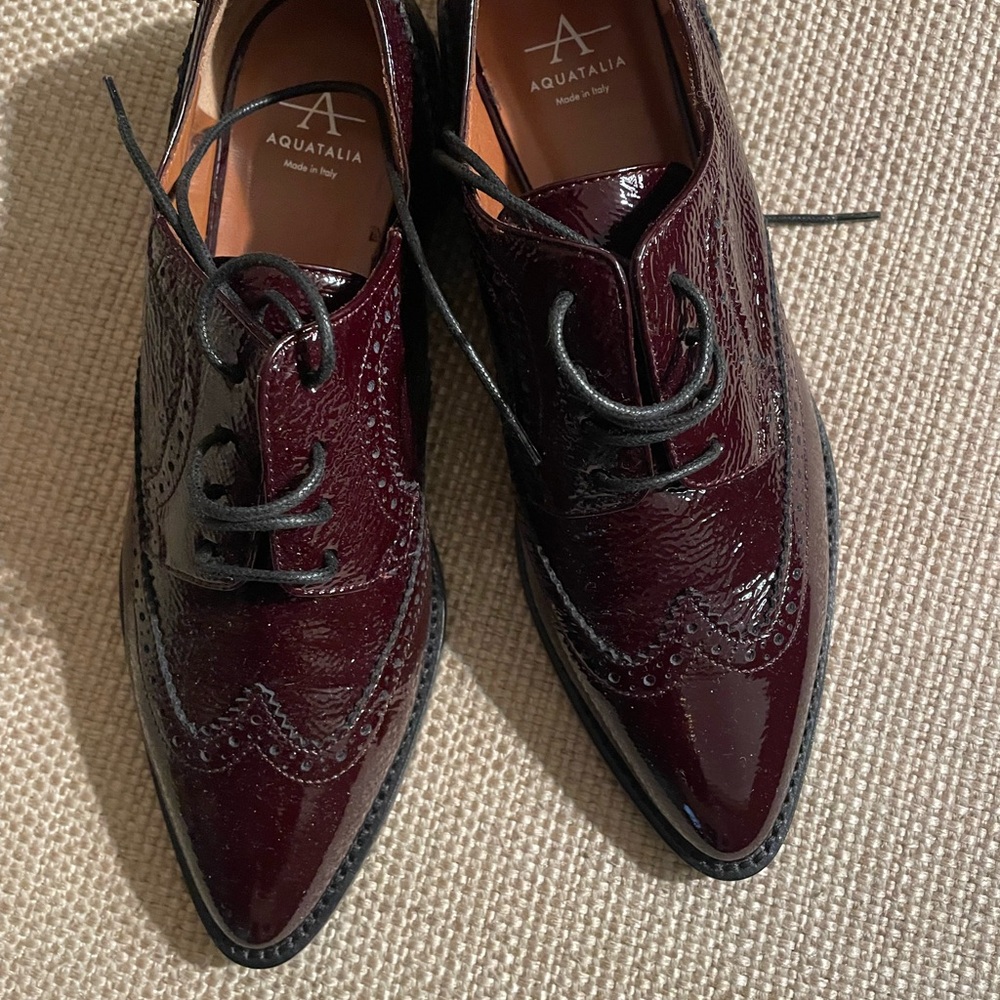 Aquatalia Women's Oxblood Patent Oxfords